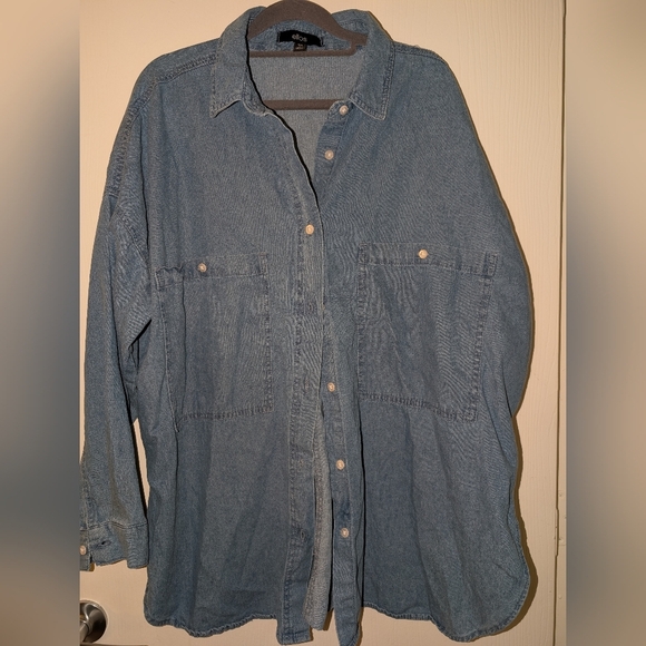 ellos Denim Button Down Shirt - Picture 1 of 4